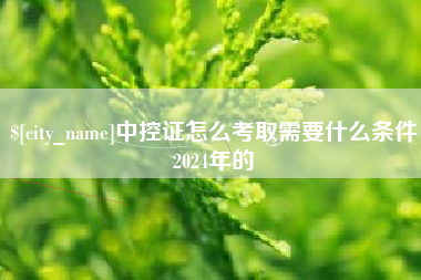 泗洪中控证怎么考取需要什么条件2024年的